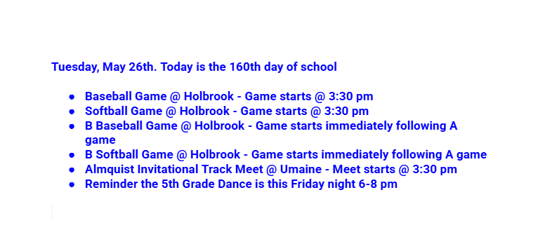 Announcements: May 26, 2026