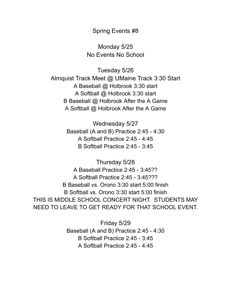 Spring Sports Week 8