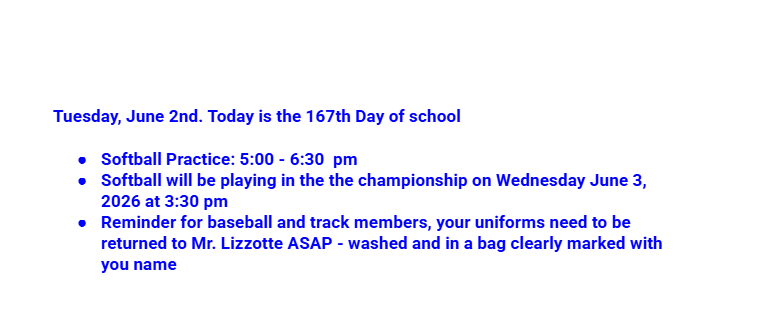 Announcements: June 2, 2026