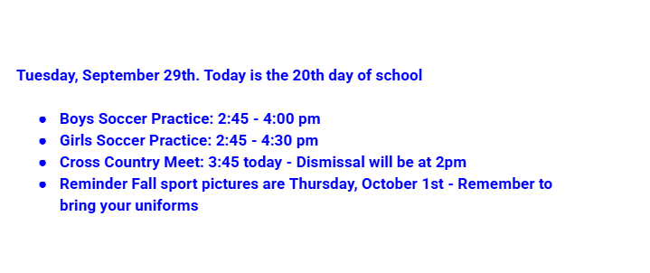 Announcements: 9-29-26