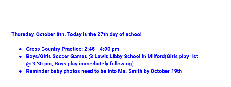 Announcements: 10-8-26