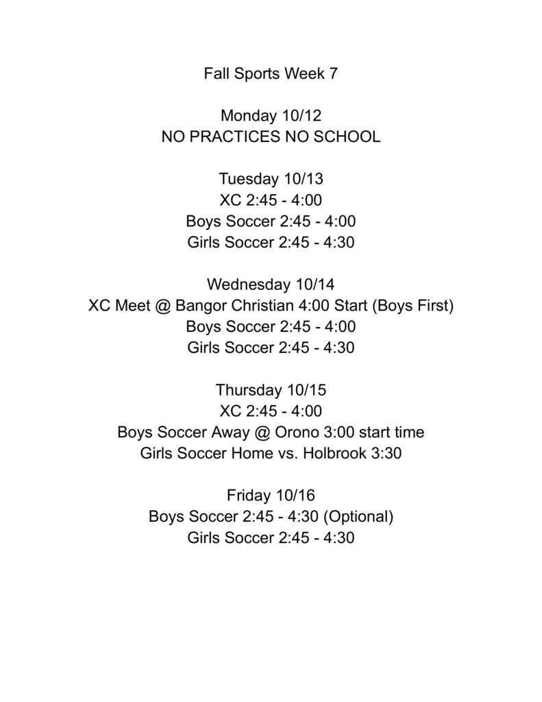 Fall Sports - UPDATED