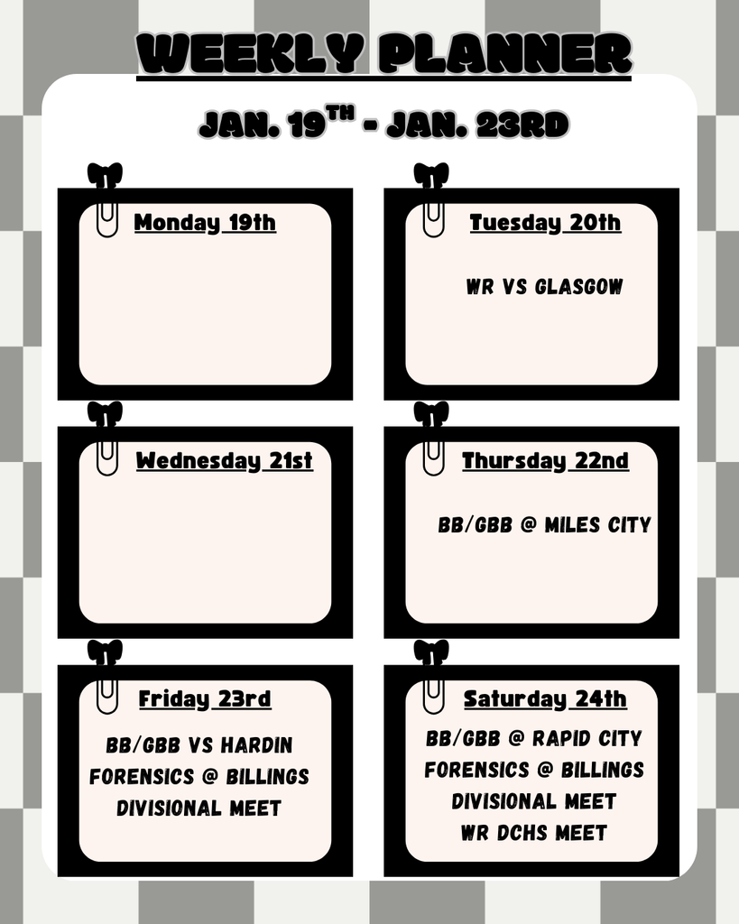 DCHS Activities 1/19-1/23