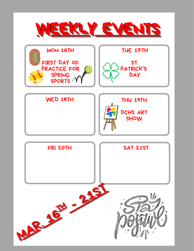 DCHS Activities 3/16-3/21