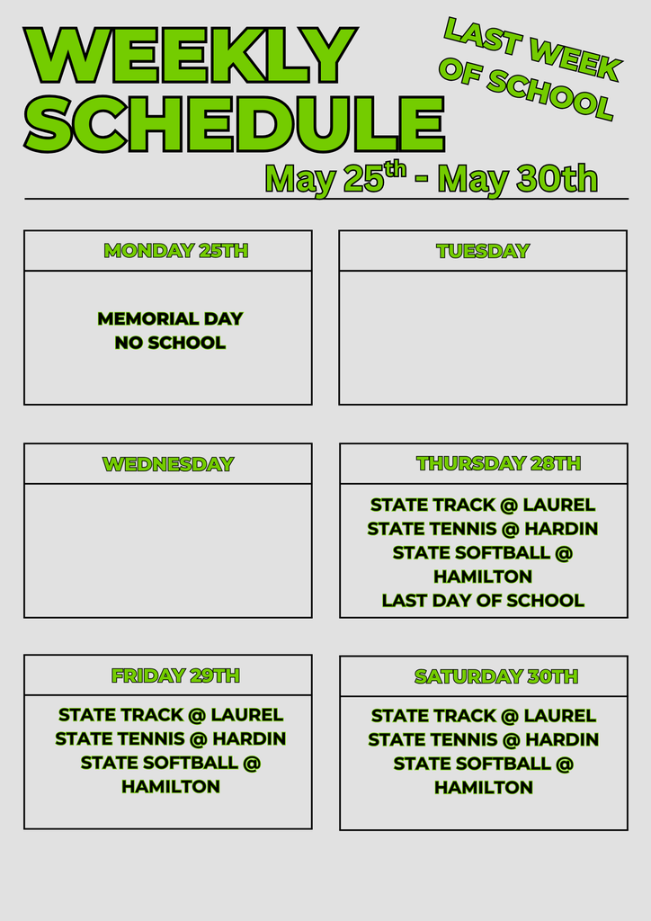 DCHS Events 5/25-5/30