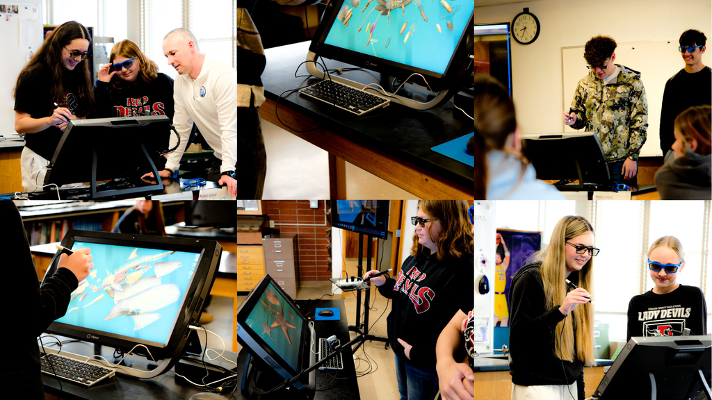 students in Biology class working with AI glasses