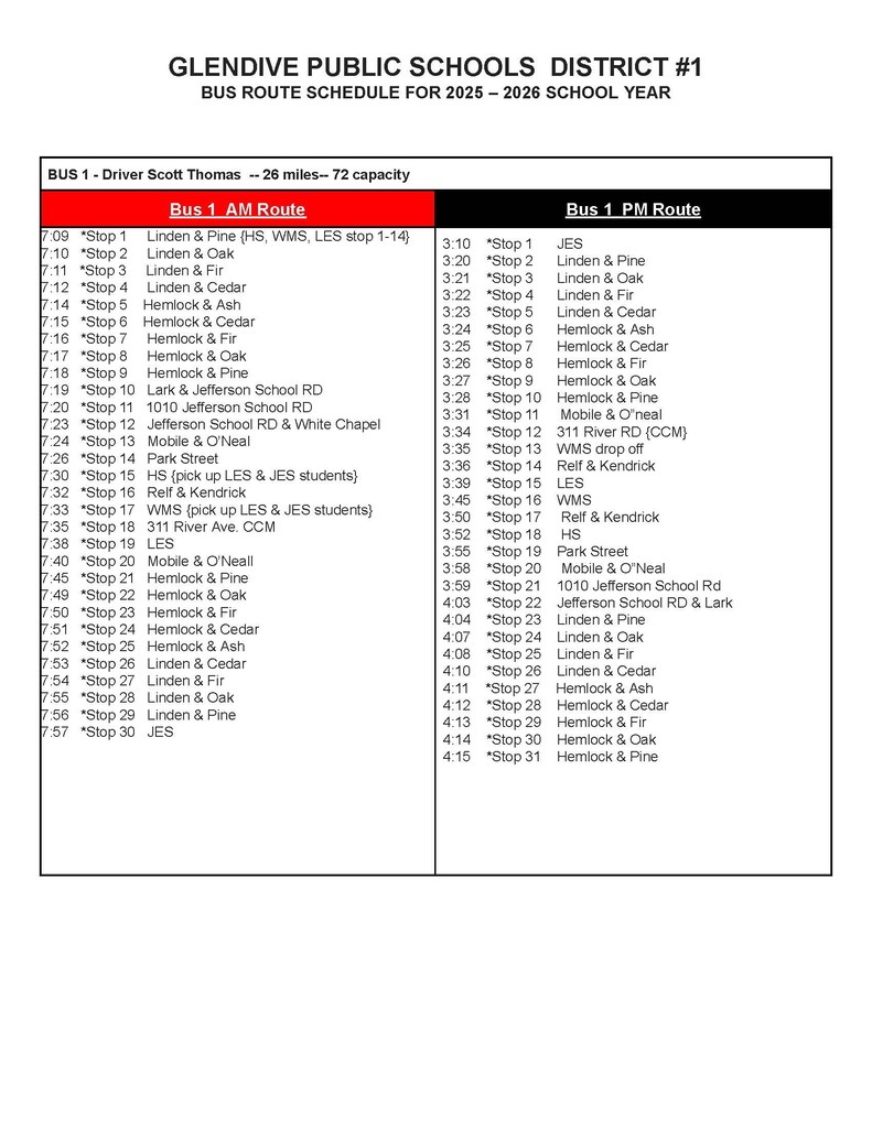 black and white bus information