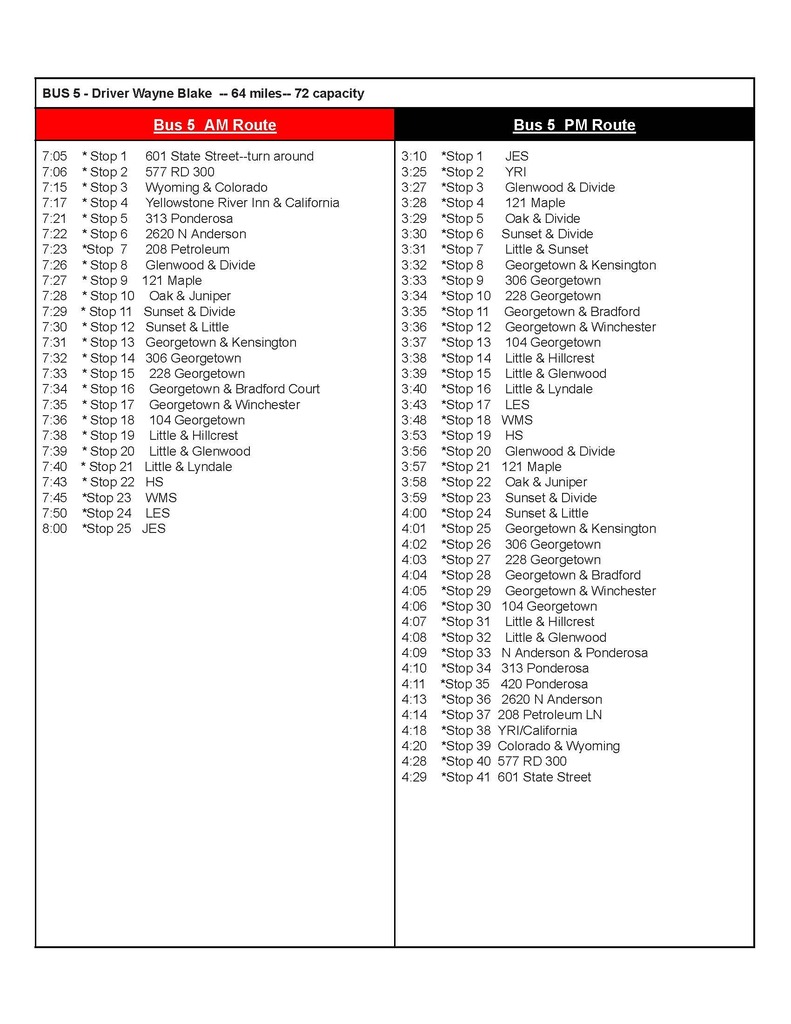 black and white bus information