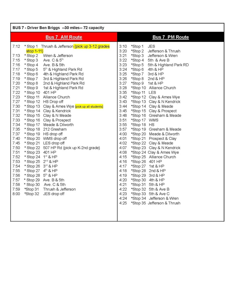 black and white bus information