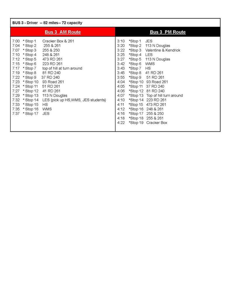 black and white bus information