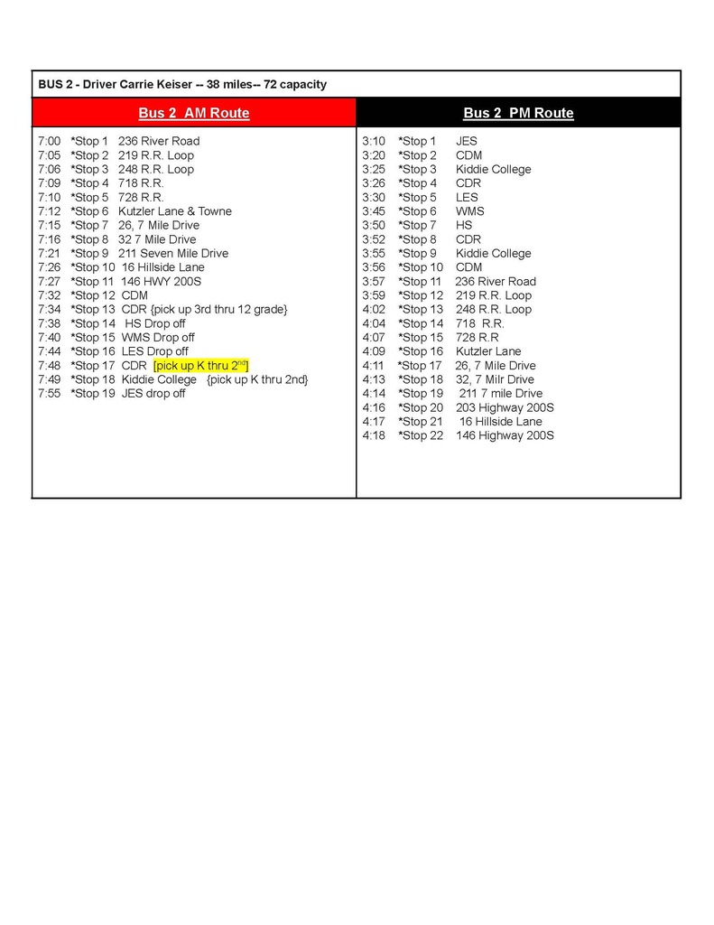 black and white bus information
