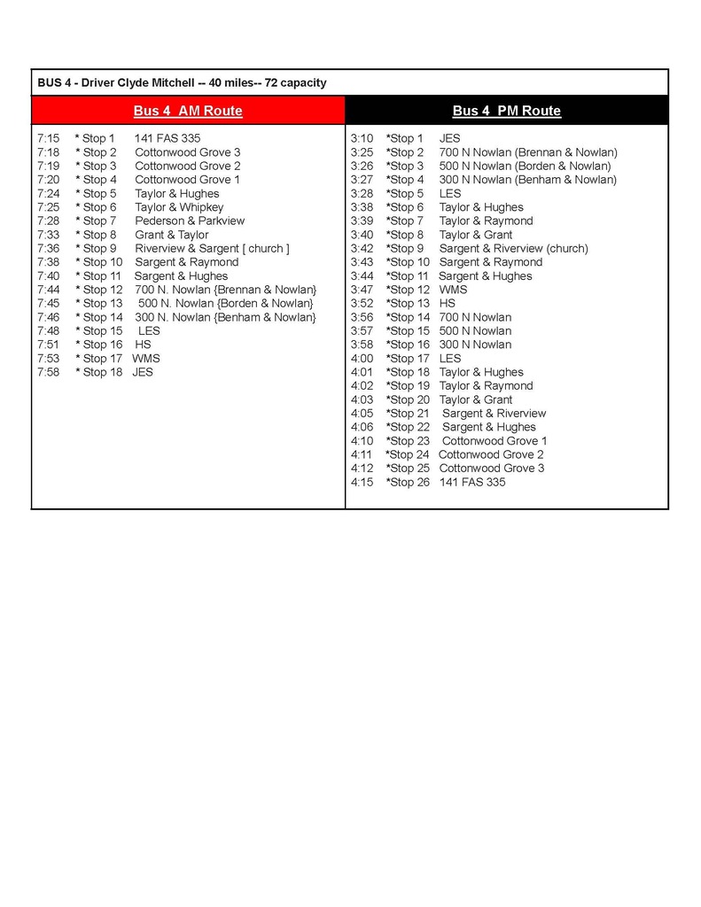 black and white bus information