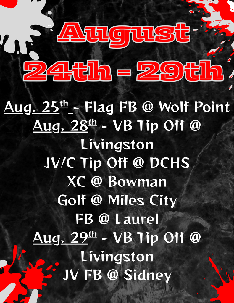 August 24th Weekly Activities