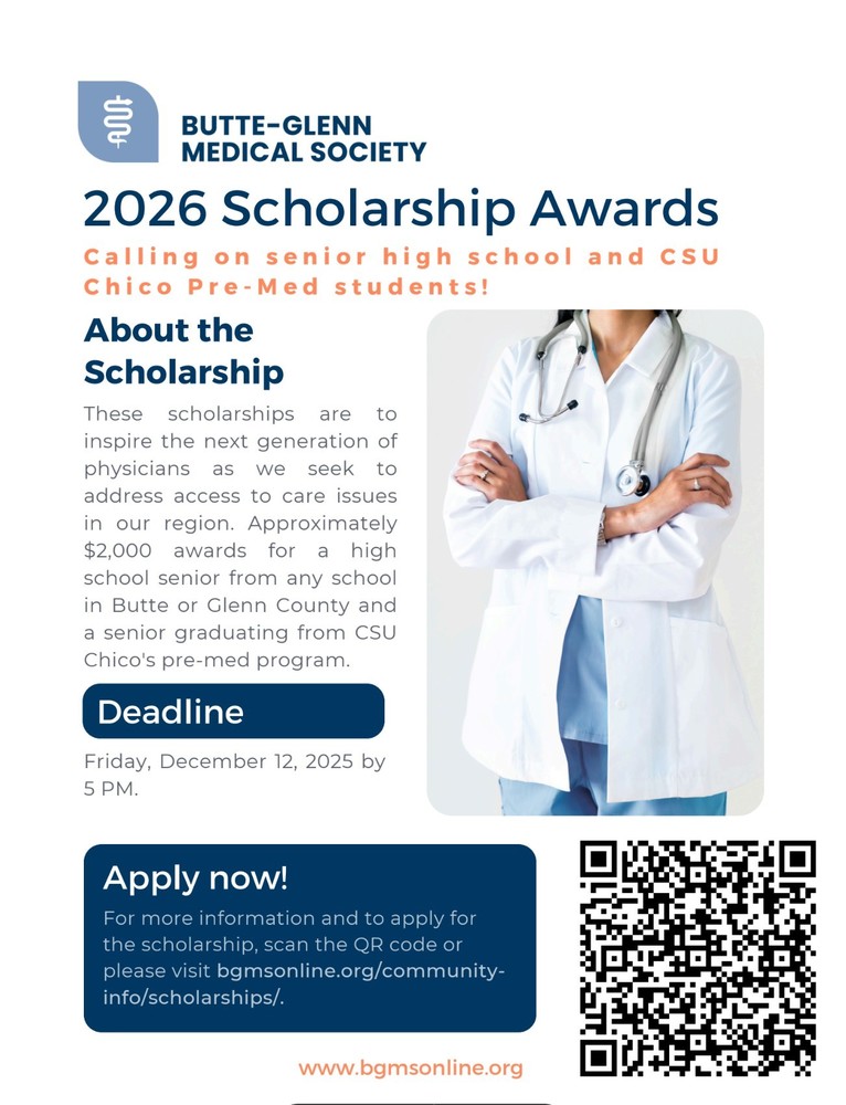 Butte-Glenn Medical Society Scholarship flyer