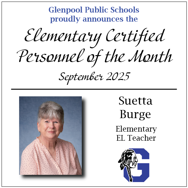 Elementary Certified Teacher of the Month for Sept - Suetta Burge