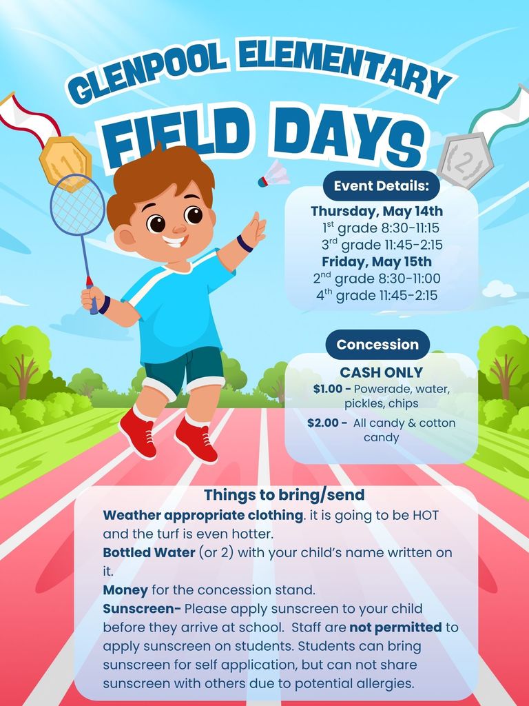 Upper Elementary Field Day Reminders