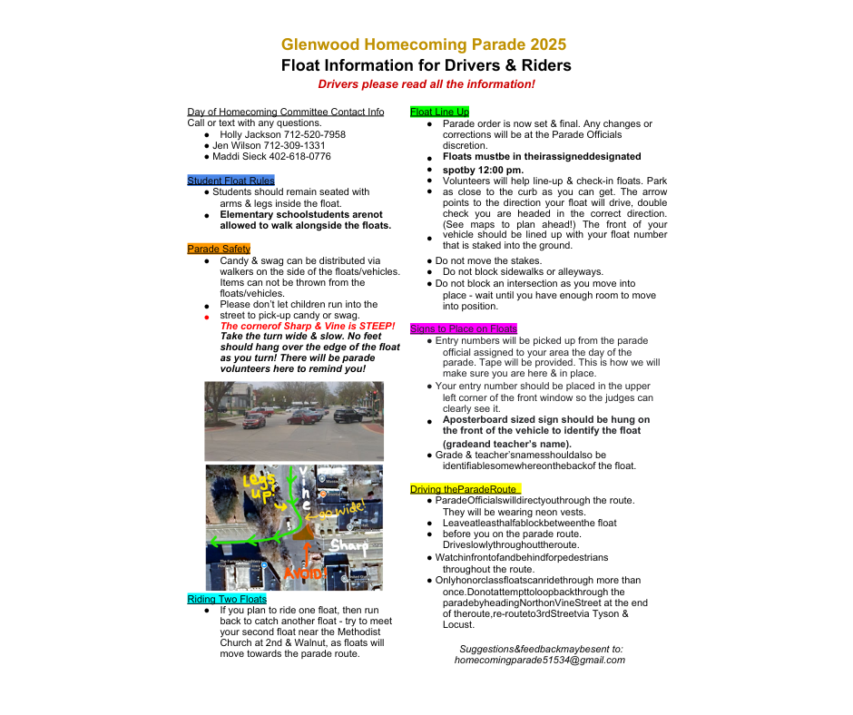 Hoco Parade Info