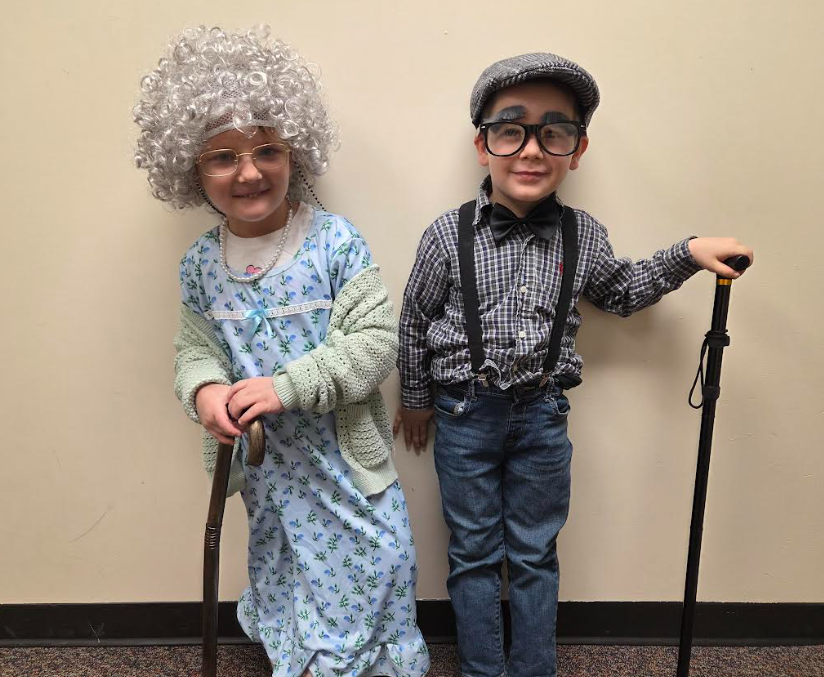 Students dressed as 100 years old