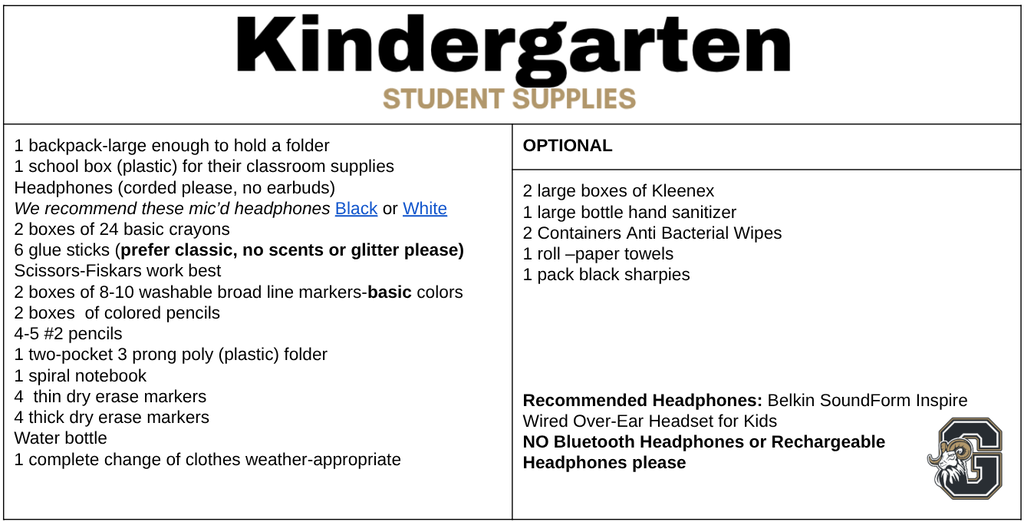 Kindergarten Supply