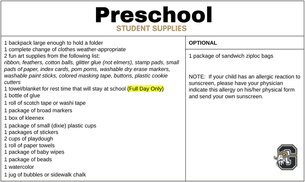Preschool Supply