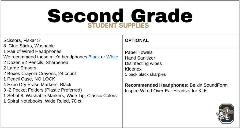Second Grade Supply