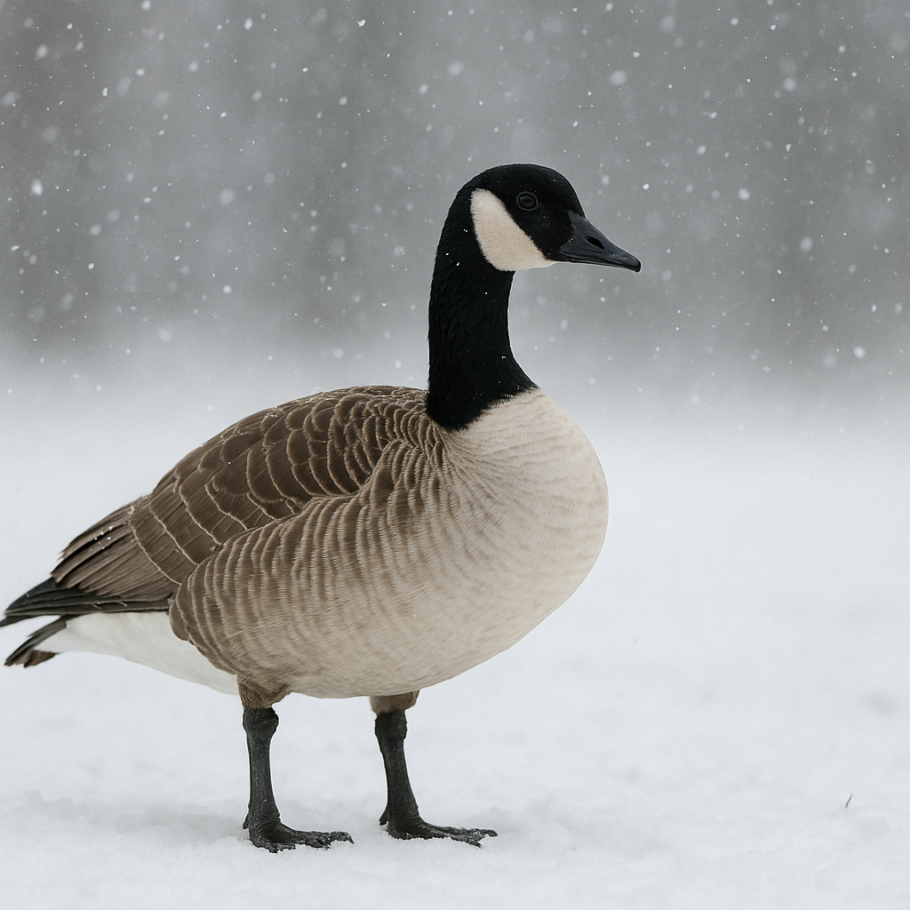 Snowy Solitude_ Canada Goose in Winter