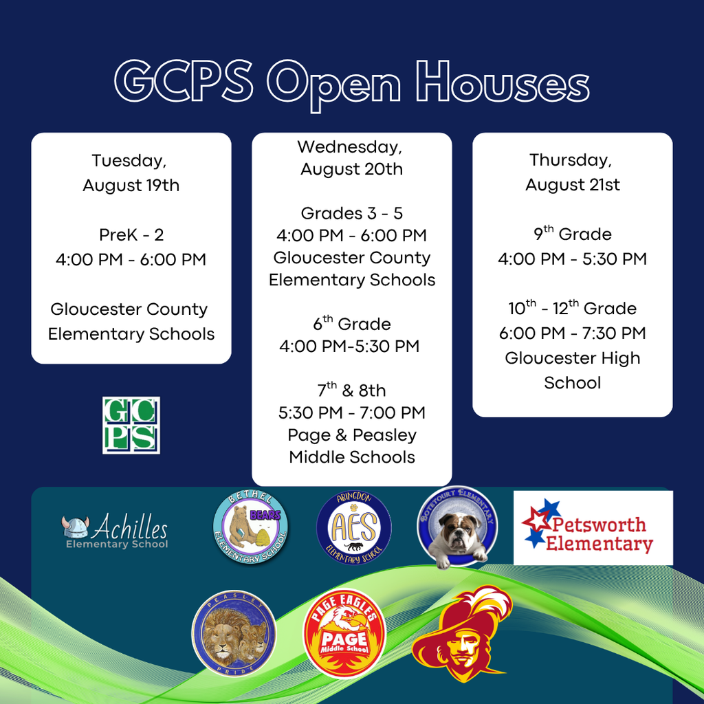 Open House schedule