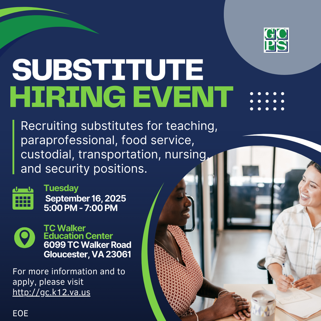 For more information and to apply, visit 👉 http://gets.gc.k12.va.us Come be part of a team making a difference every day! 💙 #GCPSCareers #NowHiring #TeamGCPS