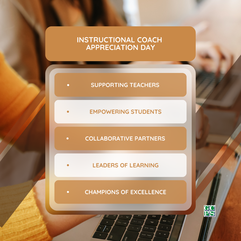 📚✨ Happy Instructional Coach Appreciation Day! ✨📚  Today we celebrate our incredible instructional coaches who make such a powerful difference across GCPS! 💙  🌟 Supporting teachers with strategies and encouragement  📈 Empowering students through stronger instruction  🤝 Partnering with educators to collaborate and innovate  💡 Leading learning with fresh ideas and best practices  ❤️ Inspiring a culture of continuous growth and excellence  Thank you, instructional coaches, for all you do to lift up our teachers, students, and schools every single day! 💛 #InstructionalCoachAppreciationDay #GCPSProud #ThankYouCoaches
