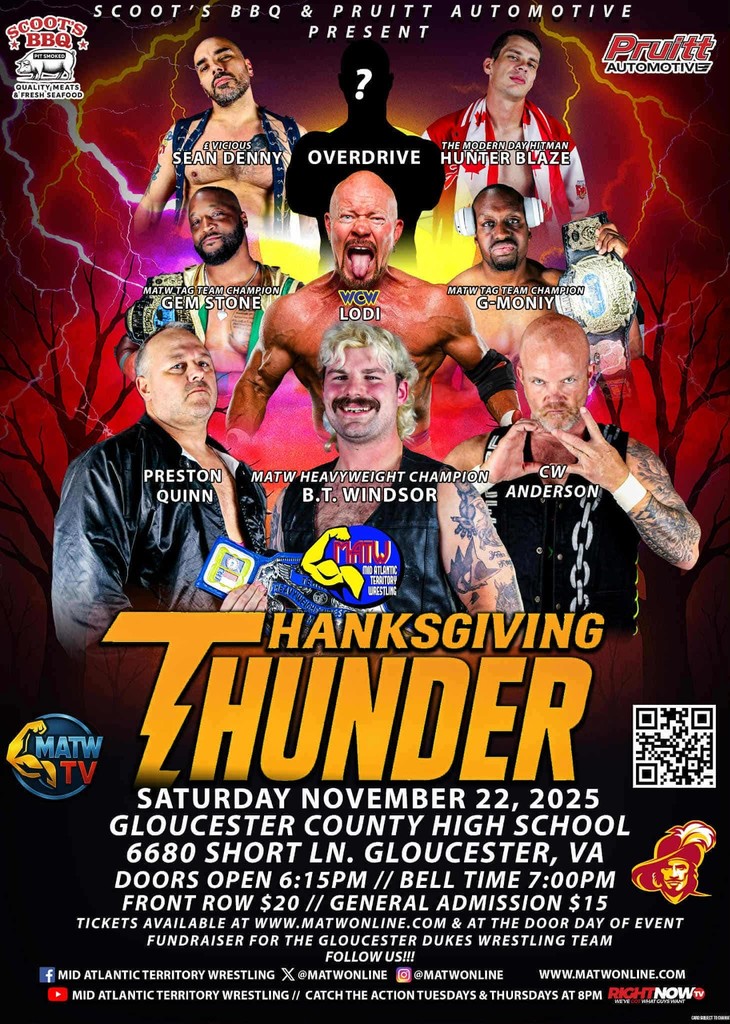 Join the GHS Dukes Wrestling team for their Thanksgiving Thunder Fundraiser – tickets $15 or $20, available at the gate or online.