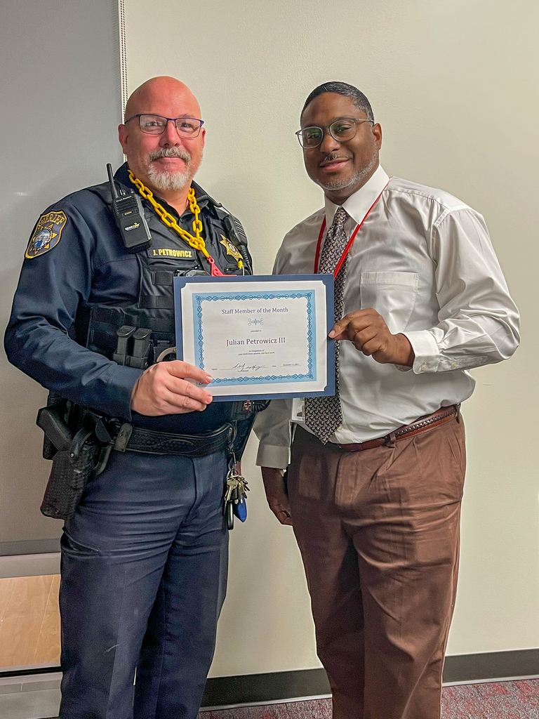 Congratulations to our amazing Teachers of the Month: Christy Gum, Ami Weigartz, and Kimberly Gross-Cain! 🌟 And a huge shout-out to Lt. Julian Petrowicz, our Staff Member of the Month. We appreciate your dedication to our students and school community!