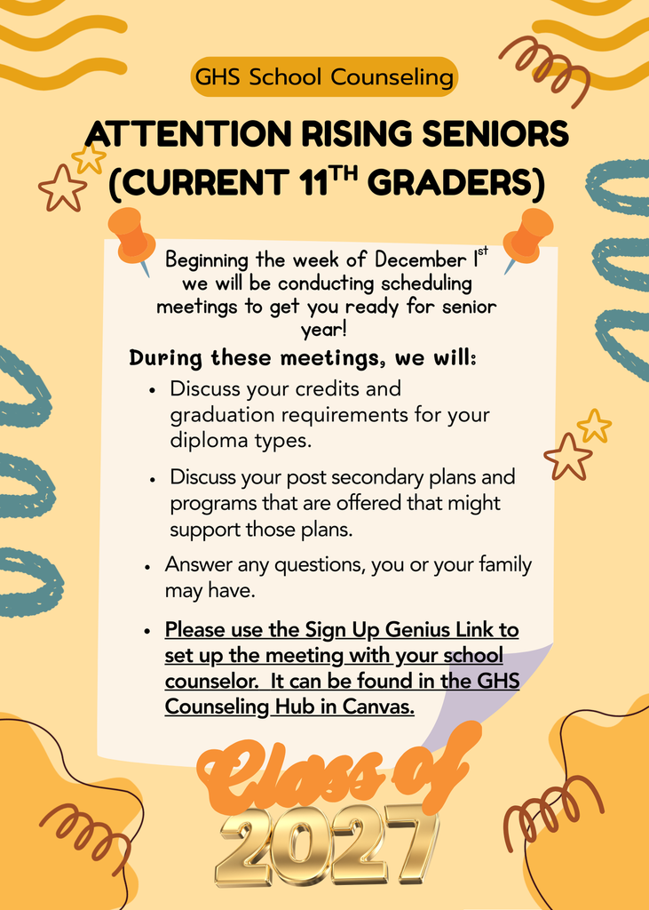 Rising Senior Scheduling Information