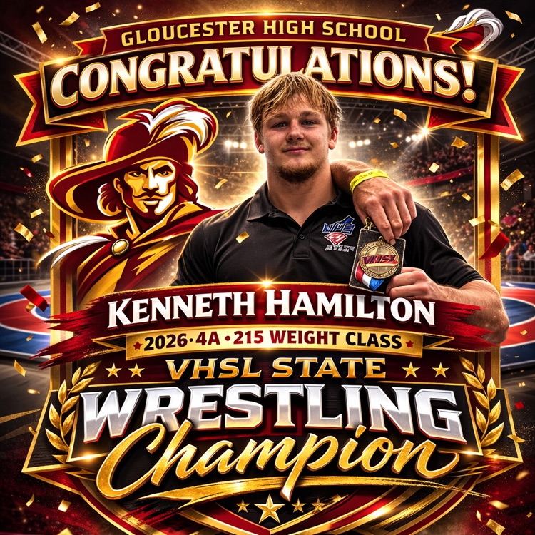 Congratulations to Kenneth Hamilton, VHSL 4A 215 lb State Wrestling Champion! 🏆 Your hard work and dedication make us proud to be Dukes!