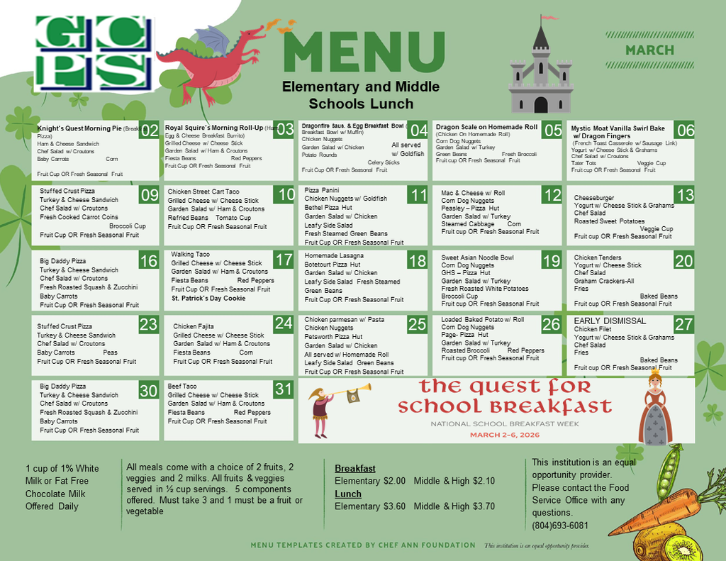 ⚠️ Menu Access Update Linq Connect is currently experiencing an outage. While the issue is being resolved, a PDF version of the Elementary and Middle School menu is available for printing on the Food Services page of the GCPS website. Linq has also shared that families may create an account on Linq Connect to view menus while they work to restore full service.