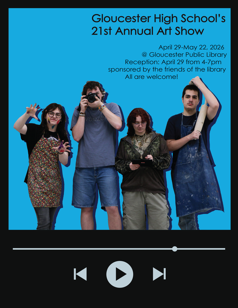 🎨 Join us for the 21st Annual GHS Art Show!  Come experience the creativity and talent of our student artists on display at the Gloucester County Public Library from April 29 through May 22, 2026.  Be sure to stop by the opening reception on April 29 from 4–7 PM. Hosted by the Friends of the Library.  All are welcome—we hope to see you there!