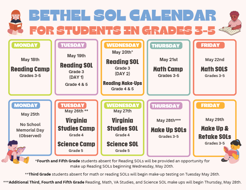 Bethel SOL Calendar