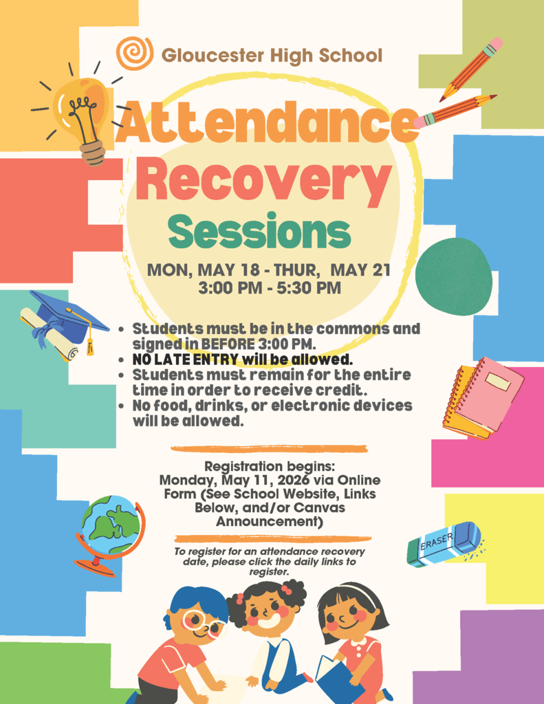 📢 Attendance Recovery Registration Now Open! Registration is now open for the final Attendance Recovery session of the school year. 🗓 Dates: May 18 – May 21 ⏰ Time: 3:00 PM – 5:15 PM Students who need to recover attendance hours may register using the link below. Space may be limited, so early registration is encouraged. 🔗 May Attendance Recovery Registration