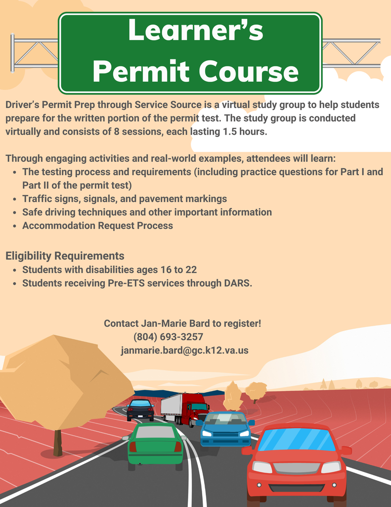 🚗🚘😎Summer Opportunity for Students with Disabilities. 🚗🚘😎 Is your student struggling to pass the learner's permit test??? Enroll them in a virtual study course this summer!!