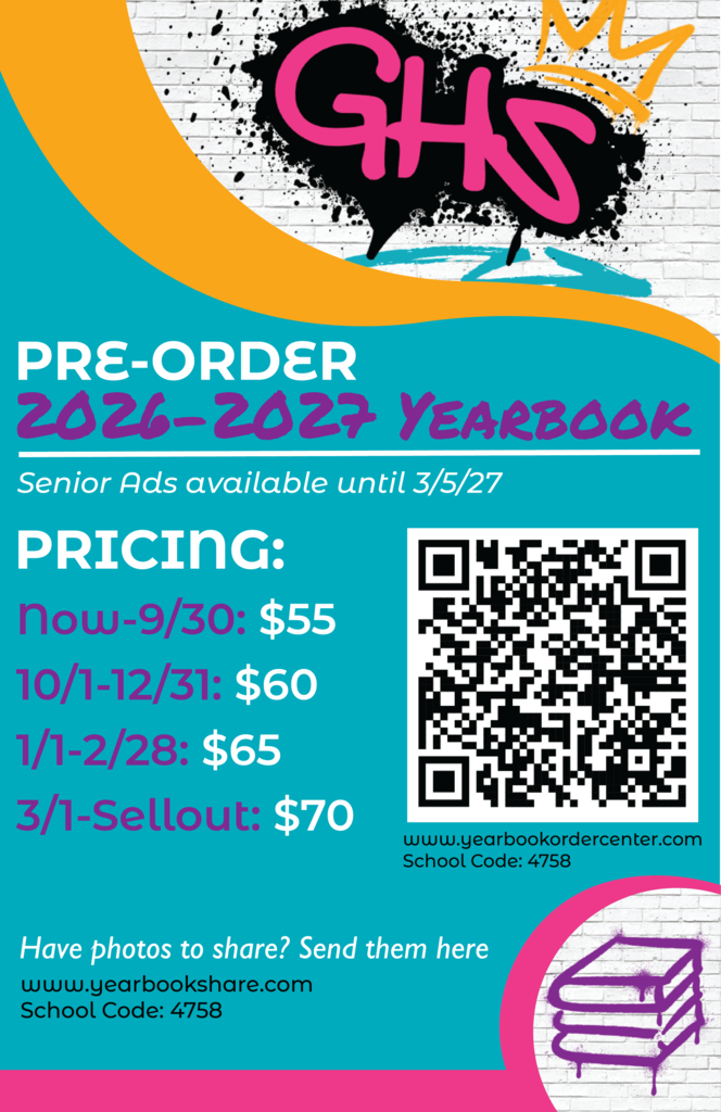 Order your yearbook now! Yearbookordercenter.com code 4758