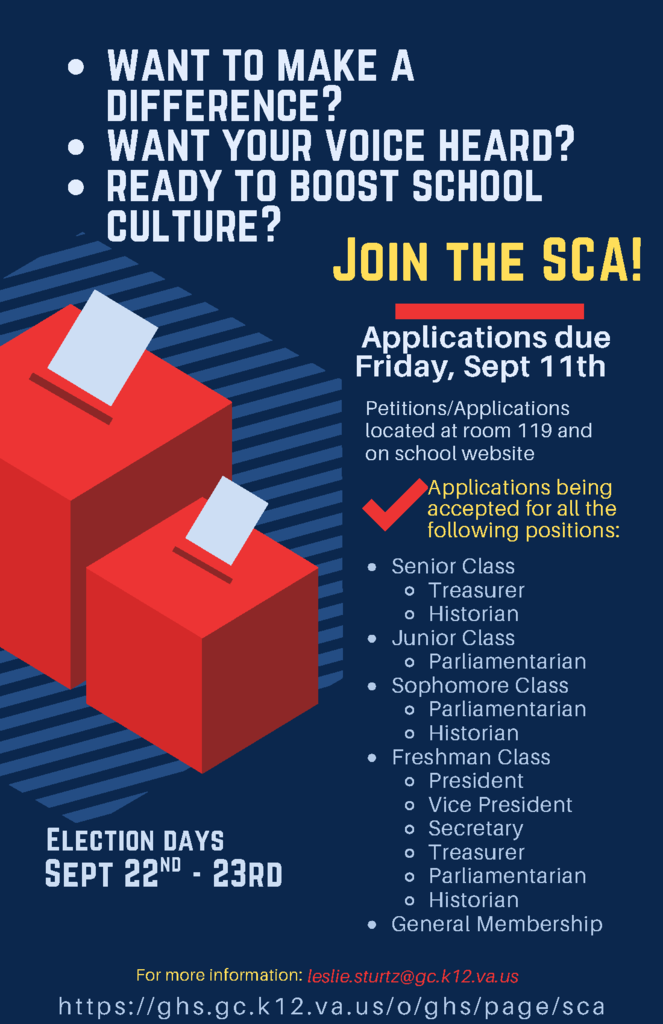 Join SCA. Applications are due September 11th!