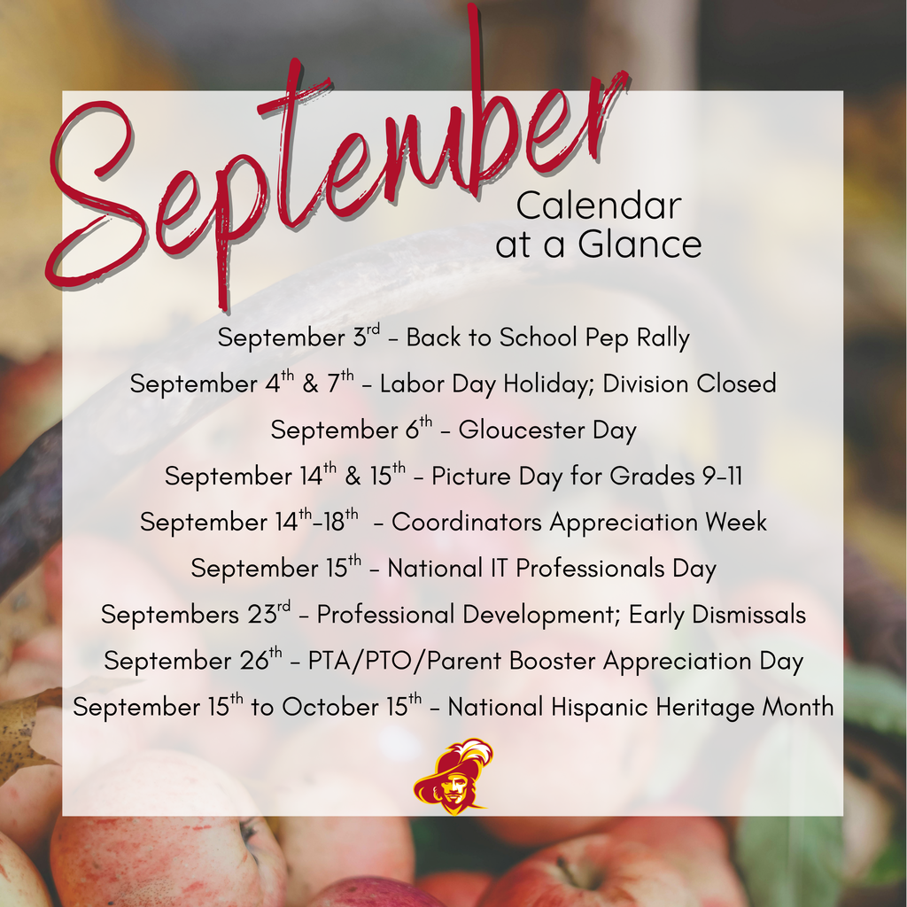 September "Calendar at a Glance"