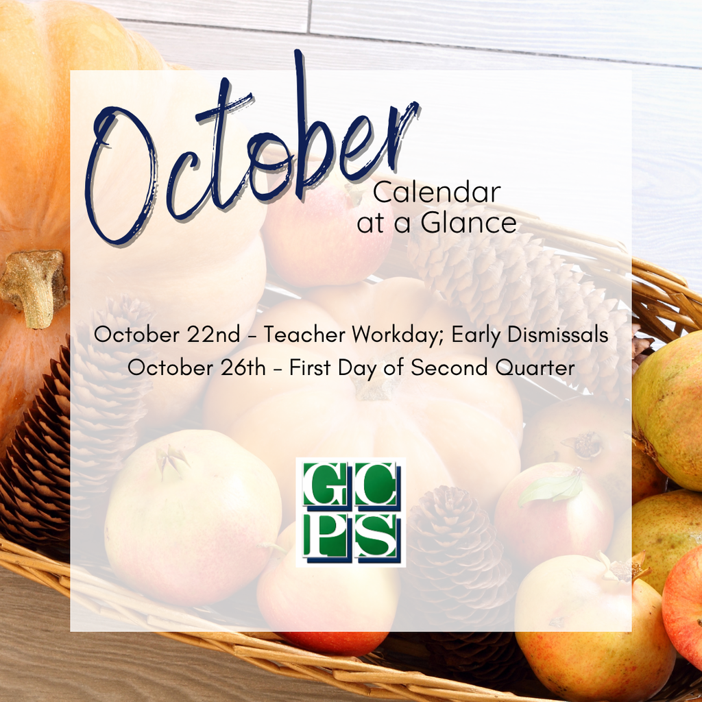 🗓️ October Calendar at a Glance 🍁Here are a few key dates to keep in mind for October:October 22nd: Teacher Workday and Early Dismissals October 26th: First Day of Second Quarter Please be sure to visit your specific school website for the most complete and up-to-date calendar information throughout the month.#GCPS #OctoberCalendar #GloucesterVA