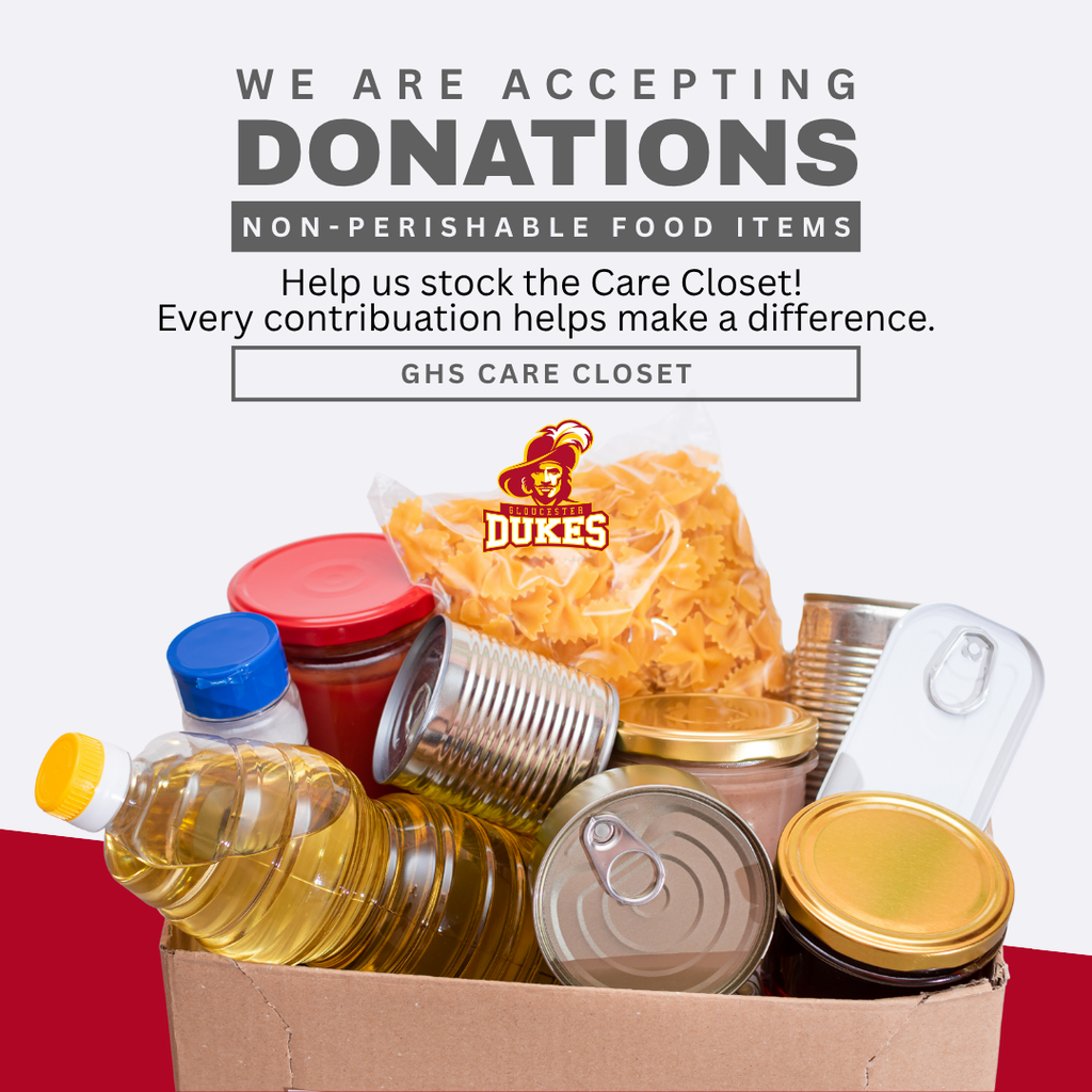 ❤️💛Help Us Stock the Care Closet!💛 ❤️  We are currently accepting donations of non-perishable food items to support our school community. Most needed items include cereal, pasta, canned goods, soup, rice, and peanut butter. Every contribution helps make a difference. Drop off your donations today! #CareCloset #GoDukes 