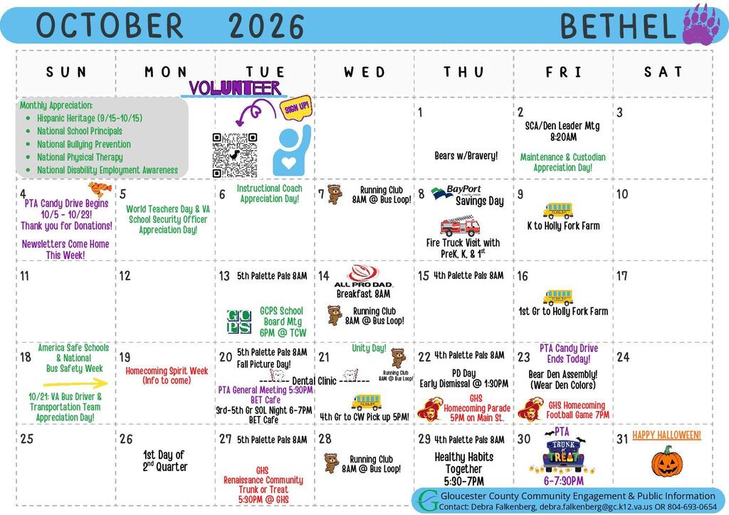 October Family Calendar