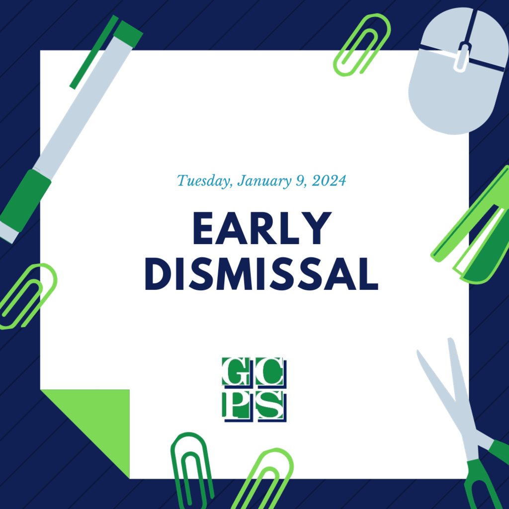 Based on updated forecasts and the potential severe weather, the school division will implement the early dismissal schedule: Middle Schools: 12:20 pm. High School: 12:30 pm. Elementary Schools: 1:30 pm. Pre-K students will follow the early dismissal schedule and be released at 1:30 pm. As shared earlier, all after-school activities and tonight's school board meeting are rescheduled for tomorrow, January 10, 2023, at 6:00 pm.