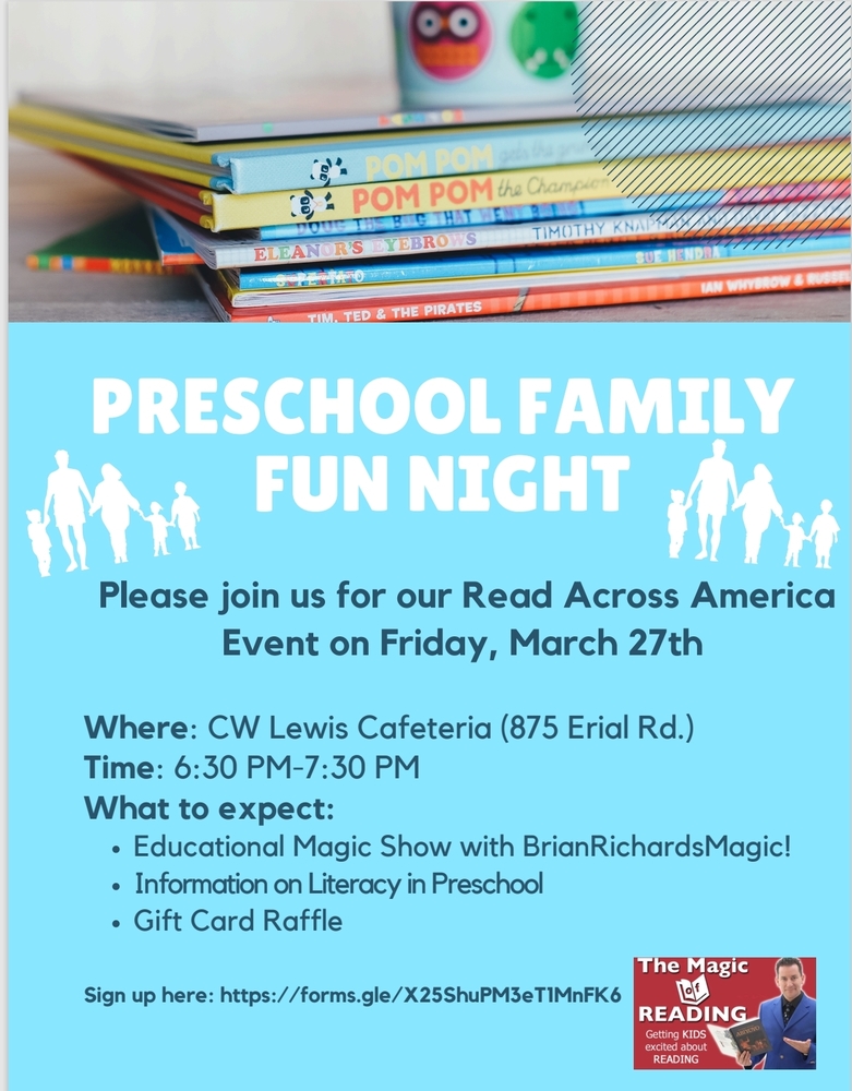 Please join us for our annual Read Across America Event, which occur on March 27th. BrianRichardsMagic will be performing and will incorporate literacy in a magical way!