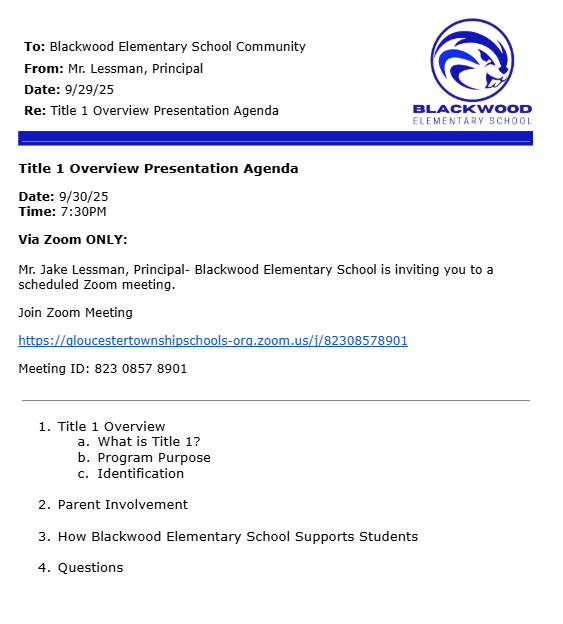 Title 1 Agenda