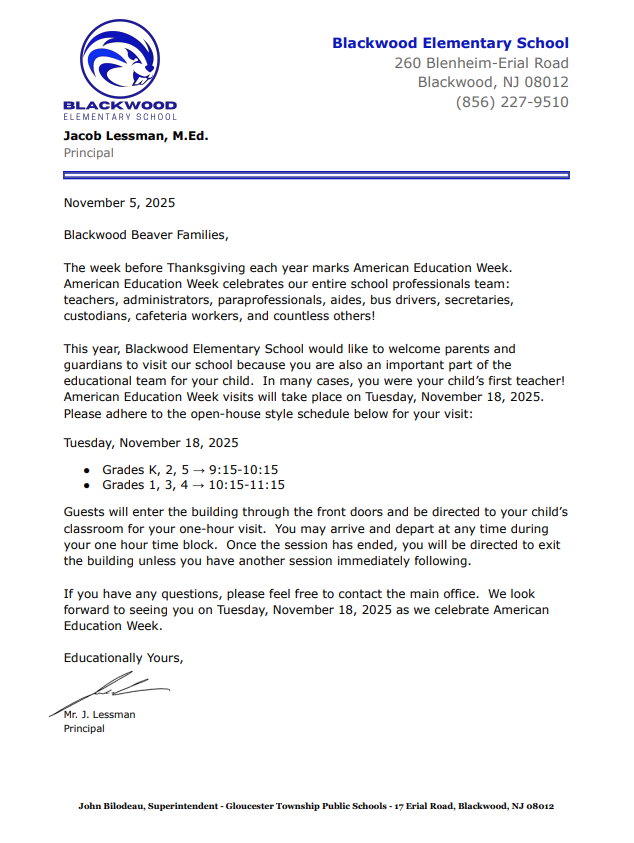 American Education Week Visits