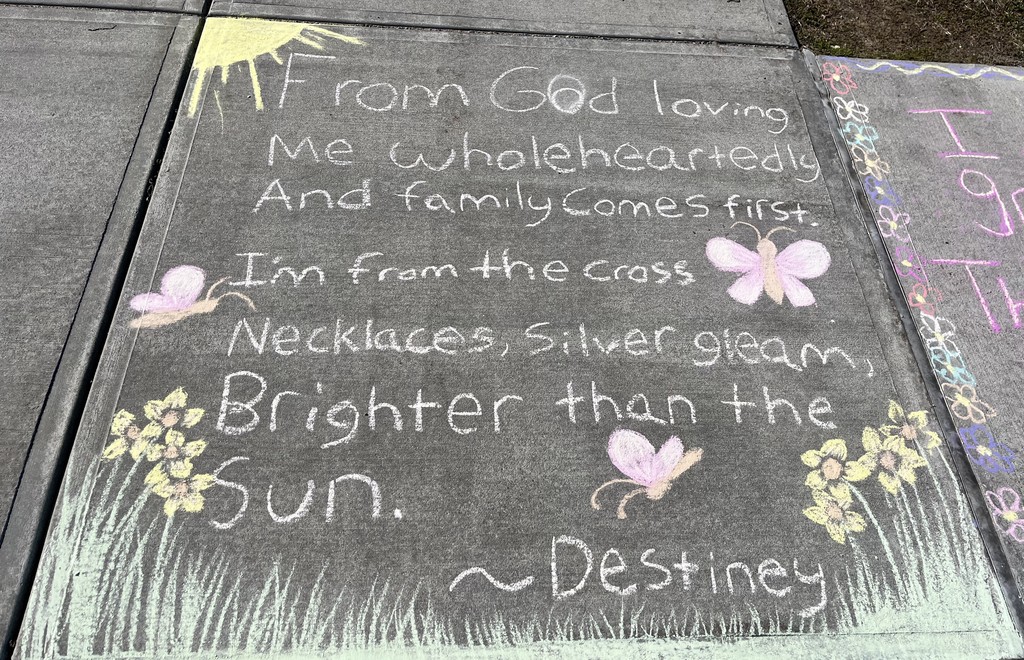 📚✨ What’s That on the Sidewalk?! ✨📚  It’s Mrs. Codding's Annual Sidewalk Poetry Day — and it was nothing short of incredible!  🗓 When: Wednesday, 4/23/25 👥 Who: Our ELA 9 and ELA 10 scholars ✍️ What: A celebration of poetic voices, creativity, and self-expression  Grade 9 scholars crafted Diamante Poetry — beautiful diamond-shaped poems that don’t rhyme but shine with powerful imagery and contrasting subjects.  Grade 10 scholars created Where I’m From Poetry — deeply personal pieces rooted in memory, setting, and everyday details that shape identity.  📝 The process? Discussion ➡️ Drafting ➡️ Revising ➡️ Editing ➡️ Peer Feedback ➡️ Final Approval ➡️ Sidewalk Showcase! They used tools like thesaurus.com to elevate their language and collaborated thoughtfully with peers to refine their pieces.  🌟 Sidewalk Poetry Day continues to be a GHS tradition that brings words to life — literally. Seeing our scholars’ creativity on full display is a reminder of the talent, effort, and heart that lives within our classrooms.  Huge shoutout to Mrs. Codding for leading this inspiring experience and to all of our scholars who showed up with their best: determination, respect, creativity, and thoughtfulness. 💫  👏 Way to go, GHS! Let the words lead the way. #SidewalkPoetryDay #GHSscholars #CreativityInAction #ELAExcellence