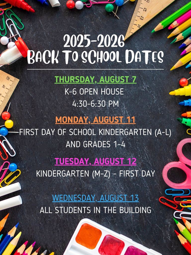 BACK TO SCHOOL DATES